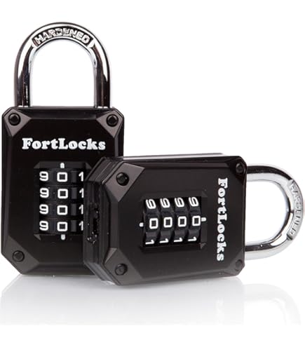 FortLocks 2 Pack Orange 4-Digit Combination Lock - Heavy Duty
